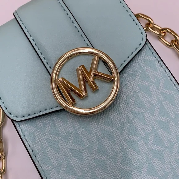 MICHAEL KORS CARMEN SMALL NORTH SOUTH XBODY FAIR AQUA SIGNATURE COLOR - Picture 15 of 16